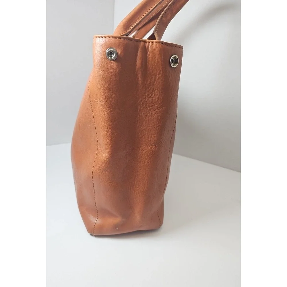 Furla Genuine Leather Medium Tote- Brown/‎ Orange Made In Italy